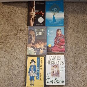 Collection of Six Books with Various Covers Dog Stories Yellow Silk I Am Malala